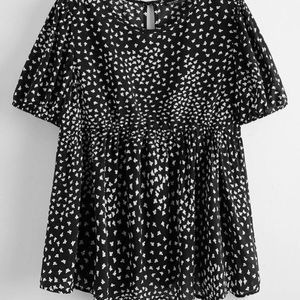 Plus Allover Heart Print Smock Top